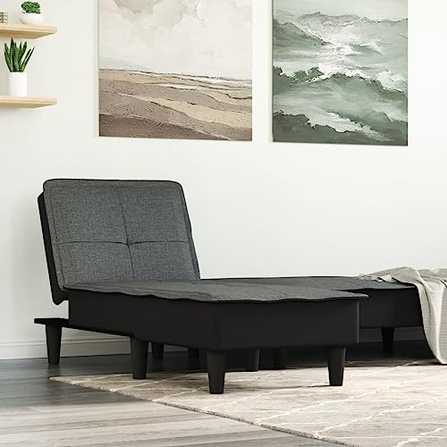Bendmaxx Dunkelgraue Chaiselongue Recamiere aus Stoff mit Schaumstoffpolster, verstellbare Liegefunktion in 3 Positionen, für Wohnzimmer Schlafzimmer Gästezimmer, 55 x 155 cm