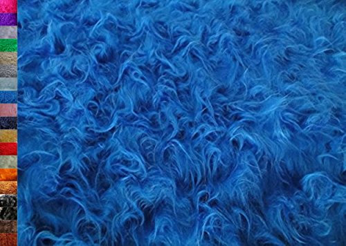 StoffBook ROYALBLAU LANGHAAR FELLIMITAT ZOTTELFELL STOFF KUSCHELWEICH KLEIDUNG KOSTÜM, B701