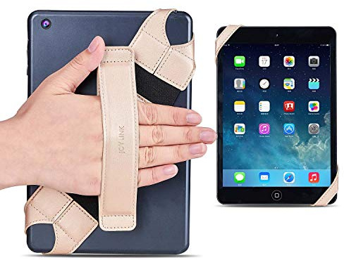 joylink Universal-Tablet-Handschlaufe, 360 Grad Drehbar, Ledergriff mit Elastischem Gürtel, Sicher und Tragbar für 7,9 Zoll Tablets (Samsung, Asus, Acer, Google Kindle, iPad mini), Gold