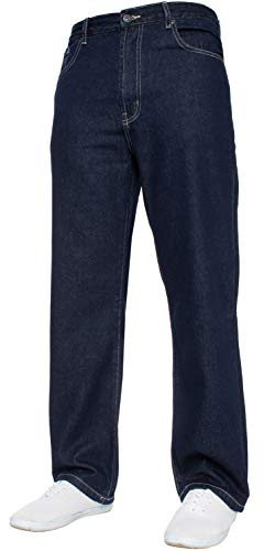 Mens Straight Leg Basic Heavy Work Jeans Denim Pants All Waist Big Sizes Indigo Wash 34 W X32L