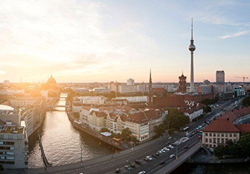 Pixblick - Berlin Panoramabild - Hochwertiges Wandbild - Leinwand 120 x 80 cm
