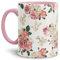 Tassendruck Blumenmustertasse mit Rosen Innen und Henkel Rosa - Kaffeetasse/Mug/Cup - Qualität Made in Germany