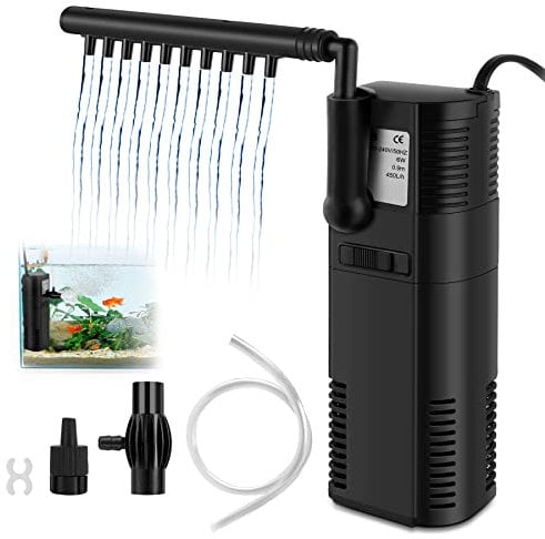 everfarel Aquariumfilter Innenfilter Innen Filter Pumpe mit Spray Stange für Fischtank 300L/450L/H, 2W/6W (300L/H 2W)