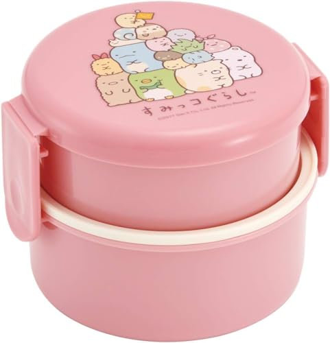 Round lunch box two-stage (with a fork) [a corner Gurashi Standard (pink)]