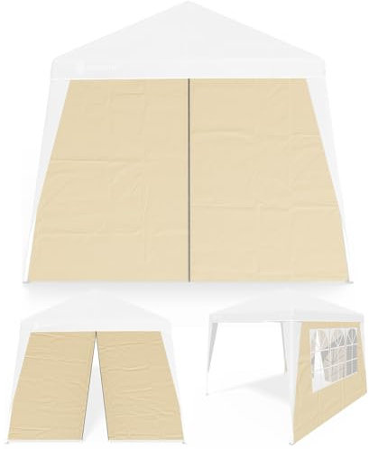 CASARIA® 2X Parois latérales tonnelle de Jardin 3x3m imperméable fenêtre Fermeture éclair Panneau latéral Mur côté pavillon Pop-Up Beige