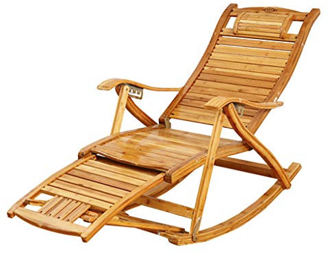 Liegender Gartenstuhl Liegen Schaukelstuhl Holz Garten Schwingstuhl Relaxstuhl Liegestühle Relaxsessel Schwingsessel | Sonnenliege Klappbar Wetterfest mit Auflage Armlehne, Max.150kg