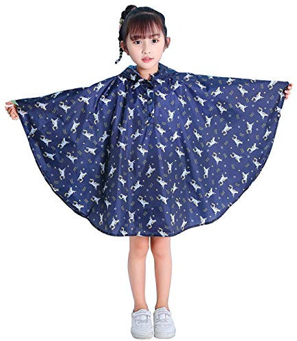 Gaga city Regenponcho Fahrrad Kinder Kids Regenmantel für Mädchen Jungen Leichter Regenponcho mit Kapuze Wiederverwendbarer Einhorn/M