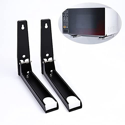 ACXZ Support Extensible pour Four à Micro-Ondes Étagère Mural de Cuisine Pliable en métal, d'économiseur d'espace, Blanc/Noir/Argent, 23-40 × 20 cm, Charge 30 kg, Lot de 2