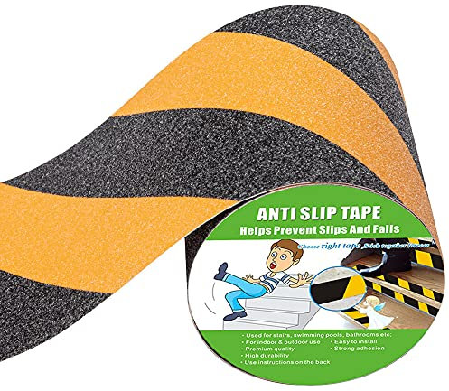 Anti Slip Tape, High Traction,Strong Grip Abrasive, Not Easy Leaving Adhesive Residue, Indoor & Outdoor (150MM Width x 5M Long, Black/Yellow)