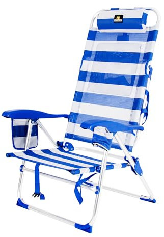 CREVICOSTA QUALITY MARK MARCAS DE CALIDAD - Lavanda 12009 - Silla de Playa Plegable con reposabrazos y 9 Posiciones de Descanso. (Marinera)