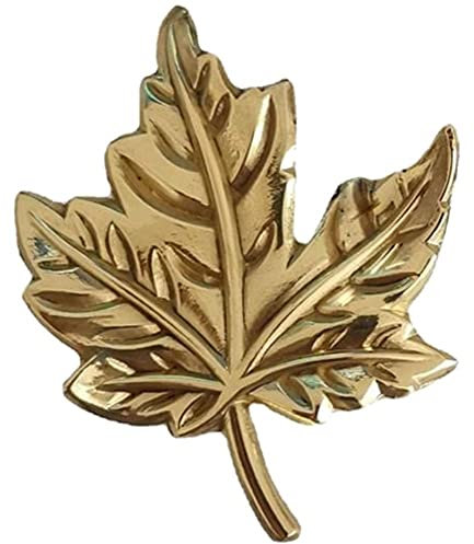 TOSSPER 1 Pc Brass Maple Leaf Door Knobs Cupboard Closet Door Knobs for Kitchen Drawer Bedroom Furniture (gold)