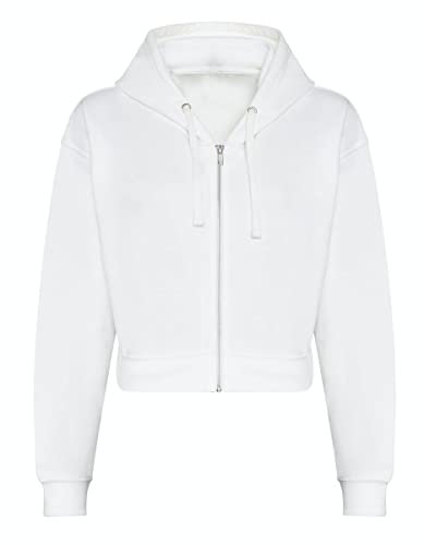 noTrash2003 Damen Hooded Full-Zip Sweatjacke Sweatshirt Hoodie mit Reissverschluss Cropped Abgeschnitten Bolero Style XXS-XL in 5 Farben (M, Weiss)
