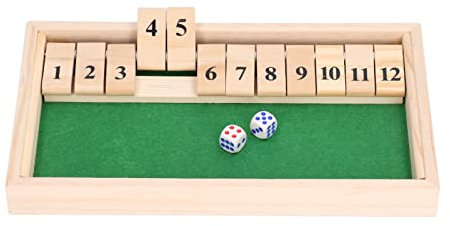 Alomejor Würfel Brettspiel mit Würfeln, Tragbar, aus Holz, 12 Zahlen, Flip Fliesen Spiel, Spielzeug für Bars, KTV, Teehaus, Party, Lustig Angelwerkzeuge und Accessoires