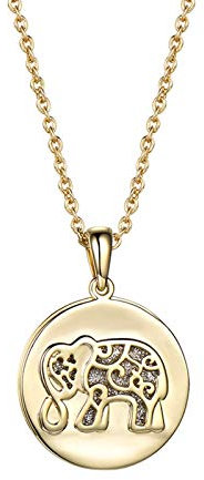 Skcess Zarte Halskette Damen, Halskette Lang Gold Kette Frauen Runder Etikett-Glitter-Elefant Silberschmuck anhänger Halskette