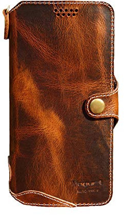 Yogurt Lederhülle für iPhone 14, Hülle Ledertasche Echtleder Case Handyhülle für iPhone 14, 6.1 Zoll Dunkel Braun