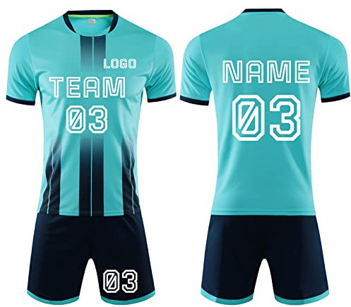 LJYTMZ Personifizieren Fussball Trikot Kinder Erwachsene Hemd & Kurze Set mit Nummer Name Team Logo Fußballtrikot Geschenke für Jungs