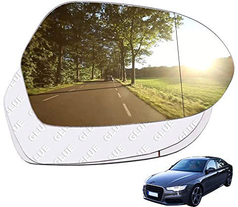 AUTOXBERT Wing Mirror Glass Right Side Convex Fit For Audi A6 C7 4G 2011 2012 2013 2014 2015 2016 2017 2018 Driver Side STICK-ON With Blind Spot