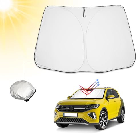 BIBIBO Abdeckung Auto Frontscheibe kompatibel mit VW T-Cross T Cross 2018-2025, Taigo 2021-2025, Auto Sonnenschutz, Frontscheibenabdeckung gegen UV-Strahlen Faltbar