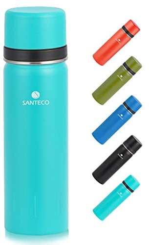 SANTECO Termo de Vacío de Doble Pared 1 litro/500ml, Botella de Agua Acero Inoxidable sin BPA, Botella Termica conserva líquidos fríos y calientes, para Niños, Colegio, Oficina, Trekking