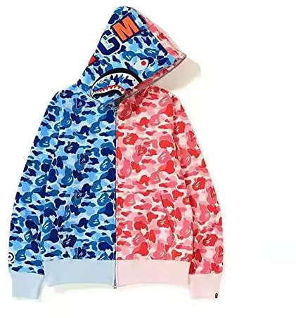 LIAOPUFUS Homme Shark Mouth Fashion Sweat à Capuche Zipper Manche Longue Hip Hop Street Wear Style Charnières Camouflage