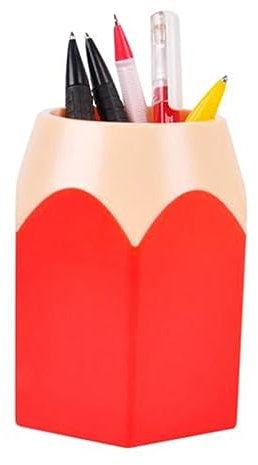 MOFIC Pen Pot, Plastic Pencil Shaped Pen Holder Pencil Storage Organizer for desk,Creative Pencil Holders Pencil Pot, Stationery Storage Organizer Desk Tidy Container (Red)