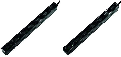 LogiLink LPS231B 6-Fach Steckdosenleiste (Eurobuchse) - CEE 7/16 mit Kindersicherung Schwarz, 6X Euro (Packung mit 2)