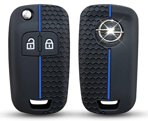 HooRLZ Coque de clé en silicone Porte Cles pour Opel Insignia Opel Astra Meriva Corsa Zafira Mokka Vectra Chevrolet Orlando Cruze Ligne bleue