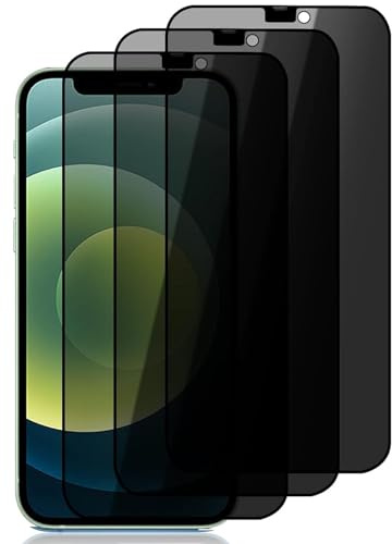 DYNASCO 3 Stück Sichtschutz Schutzfolie für iPhone 12 Pro, 9H Härte Anti-Spähen Panzer Schutz Glas Displayschutzfolie für iPhone 12 Pro 6,1, Blickschutzfolie, Anti-Kratzer, Anti-Fingerprint