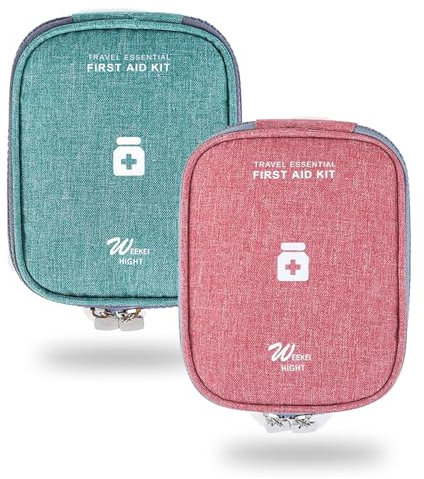 Bymivofun 2 Pcs Reiseapotheke Tasche, Mini Erste Hilfe Tasche, Tragbare Medizin Tasche, Notfall-Trauma-Kit Pillen-Organizer-Taschen, für Büro, Reisen, Camping