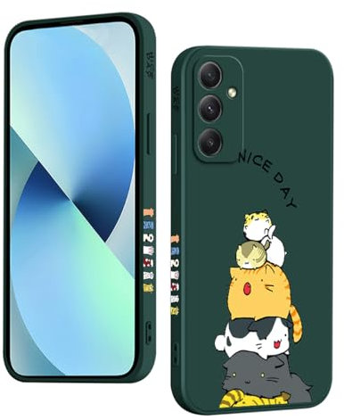 YUXING Coque pour Samsung Galaxy A15 5G Silicone Antichoc Antidérapant, Étui Protection à Motifs Mignon Durable Souple Mince Intégrale Protection Housse (Cat,Green)