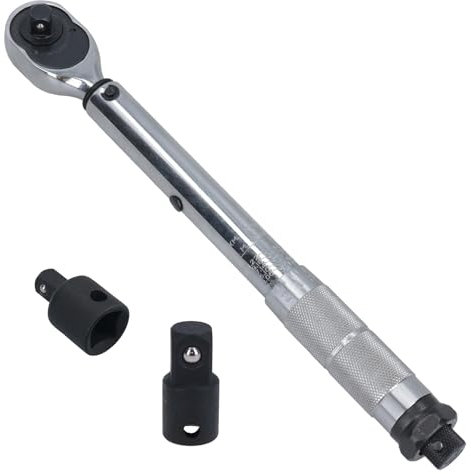 3/8in Drive Torque Wrench with 1/4in + 1/2in Impact Adaptors 19Nm – 110Nm
