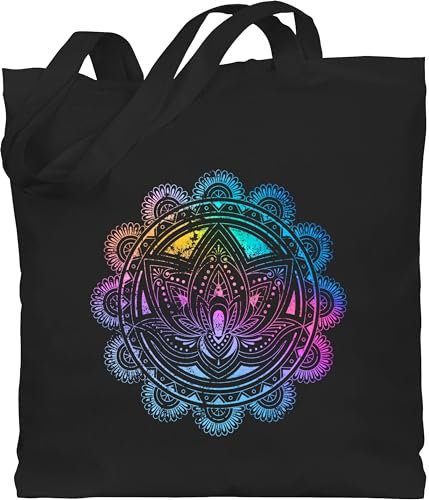 Baumwolltasche - Yoga - Taschen - Lotusblume Lotus Meditation Entspannung Spirituelle Mandala Pilates - Unisize - Schwarz - joga jutebeutel geschenke bag fans beutel für tasche alles shopping
