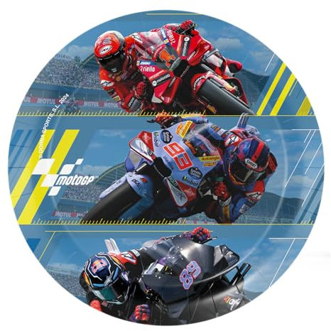 BeenSmile, 8 PLATOS 18 CM MOTO GP, Platos Desechables para Fiesta de Cumpleaños Infantil, Artículos de Decoración para Fiestas Temáticas
