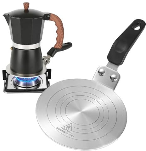 Piattello A Induzione in Acciaio Inox 13 cm, Piastra Adattatrice per Induzione, Disco Convertitore in Acciaio Inox per Moka e Caffettiera Espresso, Adattatore Universale per Piano Cottura a Induzione