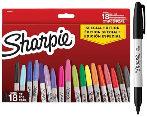 Sharpie-Permanent Marker-Set | Sonderserie mit verschiedenen Farben | feine Spitze | 18 Wasserfeste Stifte | Set für den Schulanfang