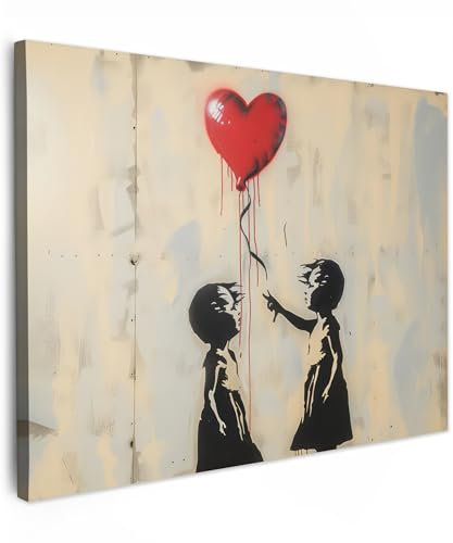 MuchoWow© Leinwandbild 70x50 cm Dekoration Wohnzimmer Bilder Pictures Wall Decoration Living Room Wohnungs Deko Moderne Bild Street art - Banksy - Ballon - Graffiti - Retro
