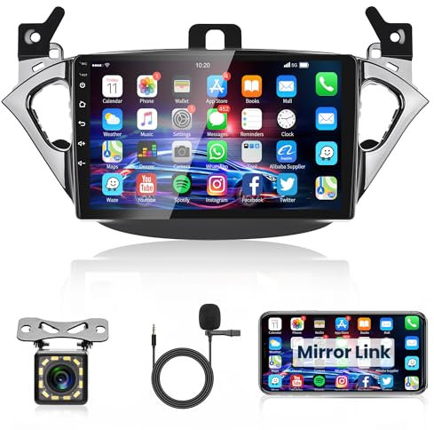 1G+32G Android 13 Autoradio per Opel Corsa E 2015-2019/Opel Adam 2013-2016 Autoradio 9 Pollici 2 Din con Mirror Link GPS Navi WiFi Bluetooth FM/RDS/DAB/OBD/DVR/EQ/MIC Controllo Volante Telecamera