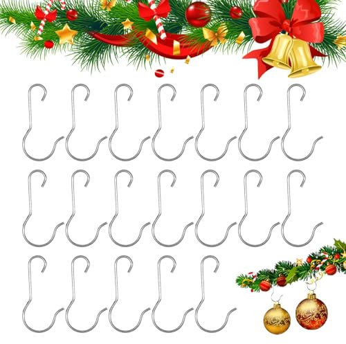 YUYWWAN 100 Stück Haken für Weihnachtskugeln, Christbaumkugel Aufhänger, Schnellaufhänger für Weihnachtsschmuck, Weihnachtskugel Aufhänger, Christbaumschmuck Anhänger, Weihnachtskugeln Haken (Silber)