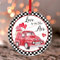 Wichtel, LKW, Love Is In The Air, Weihnachtsschmuck, weißer schwarzer Büffel, kariert, Zwerg, rund, Weihnachtsbaumschmuck, Andenken, Valentinstag, Klassenzimmer, Schule, Acryl, Weihnachtskugel für