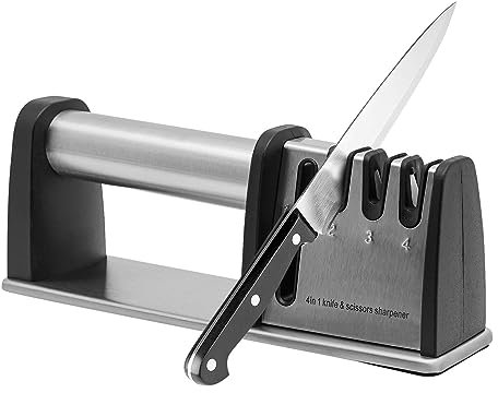 Manueller Messerschärfer Premium Messerschärfer mit 4 Stufen Messerschärkungswerkzeug Scherenschärfer für Hilfen Reparatur Kit,mit Scherenschleifer