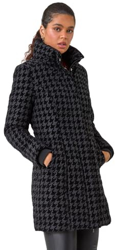 Roman Orginals Flock Coat for Women UK - Ladies Everyday Autumn Winter Funnel Neckline Comfy Soft Evening Vacation Work Party Night Out