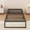 Yicensen Metallbett 90x200 cm mit Lattenrost Metall 35cm Höhe Bettrahmen Einzelbett Stabiles Leichte Montage, Schwarz