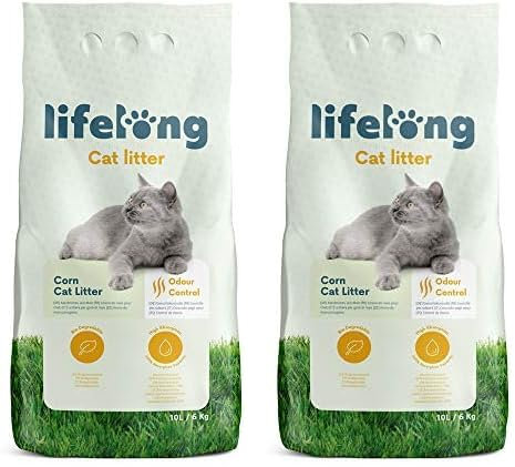 Amazon-Marke - Lifelong Klumpende Mais Katzenstreu, Unparfümiert, 10L (1er-Pack) (Packung mit 2)
