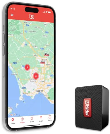 MoMap Mini Plus 4G – Localizzatore GPS per Auto e Moto con App iOS/Android | Localizzazione Live | SIM Internazionale con Abbonamento Incluso | Allarmi in Tempo Reale | App e Supporto 100% Italiano