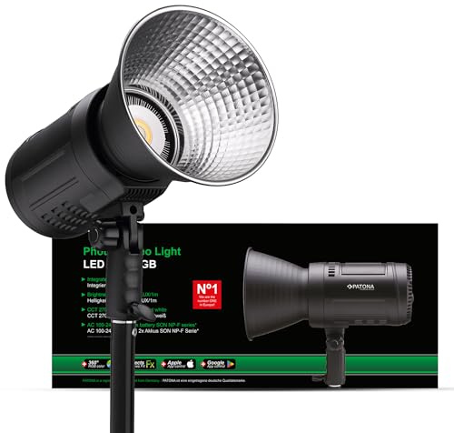 PATONA Premium LED professionelles Foto-Videolicht | 80W RGB Video Licht | COB LED, Spezialeffekte, LCD-Display, Farbtemperatur 2700K - 6500K, 16 Mio. Farben, App Steuerung, Studio & Outdoor