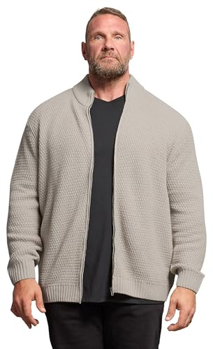 BadRhino Big & Tall Brown Wool Zip Through Jumper - Men's - Plus Size Curve