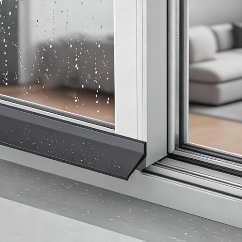 Window Weather Bar,Self Adhesive Door Rain Deflectors Rubber Rain Water Weather Deflector Bar Rain Drip Guard for Windows, Doors (Black, 5M x 5.5cm)