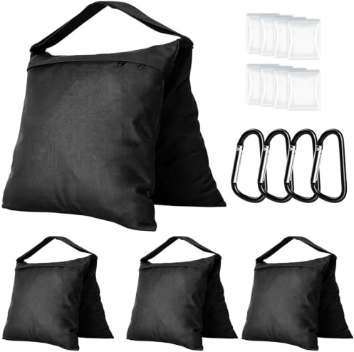 Infreecs 4 Stück Sandsäcke für Stativ Fotografie, 27 x 58 cm Sandbags | 600D wasserdichtem Oxford-Gewebe, Leere Gegengewichte zur Beschwerung für Lichtständer, Lampenstativ, Tripod,Fotostudio,Zelte