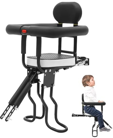 ZHDPYHDD Kindersitz Fahrrad Vorne, Zweipunktige Befestigung Kinder Fahrradsitz, Abnehmbare Geländer & Verstellbare Pedale, Sicher bis 80kg für 1-5 Jahre, Kompatibel mit Fahrrädern & E-Bikes