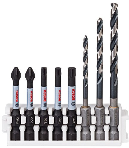 Bosch Professional 8-Piece Impact Control Ceramic Drill Bit Set (Tiles, Porcelain & Ceramics, Pick and Click, HEX-9, Accessories for Impact Drivers)
